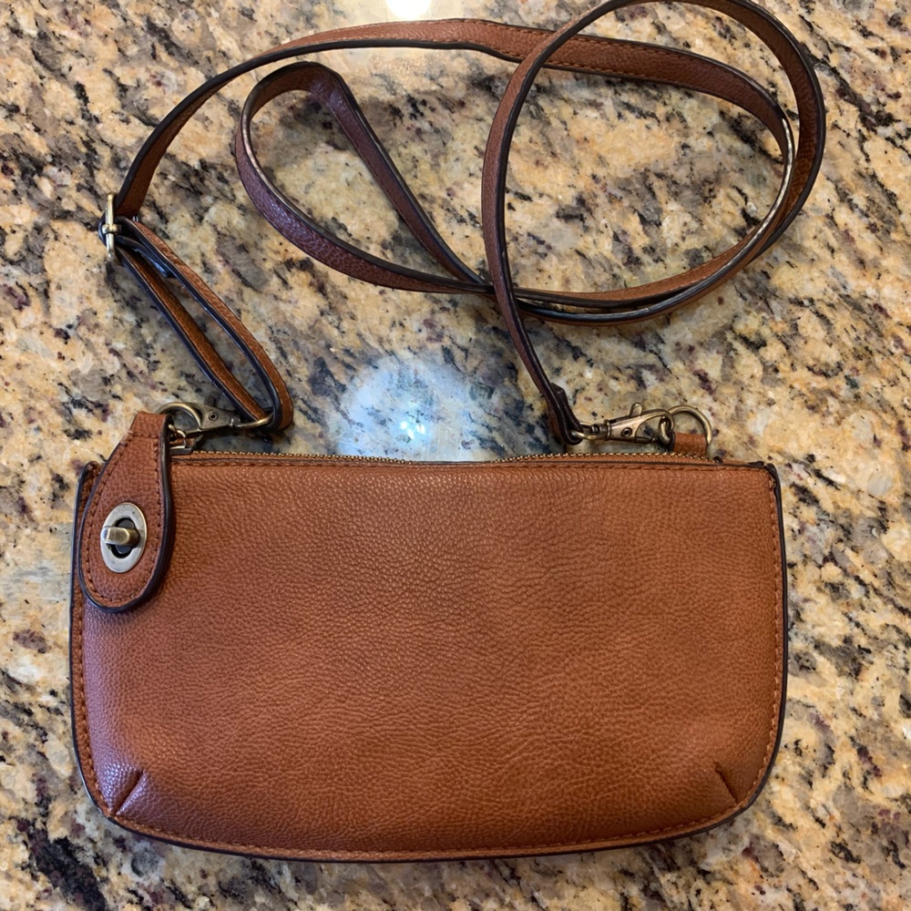 Mini camel crossbody clutch/wristlet